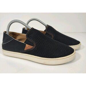 Olukai Pehuea Slip On Sneakers Loafers Women's 9 Drop In Heel Black Breathable